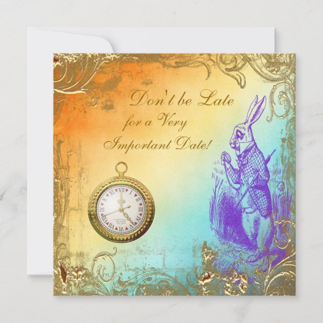 Invitation Thé blanc de baby shower de lapin du pays des (Devant)