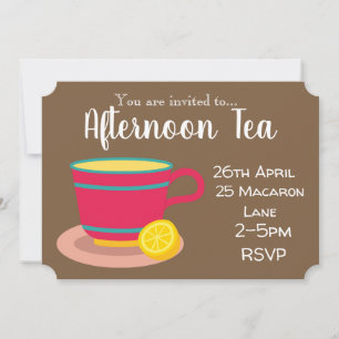 Invitation Thé citron coloré l'après-midi thé fête