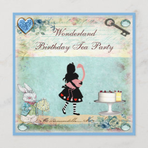 Invitation Thé d'anniversaire du pays des merveilles d'Alice