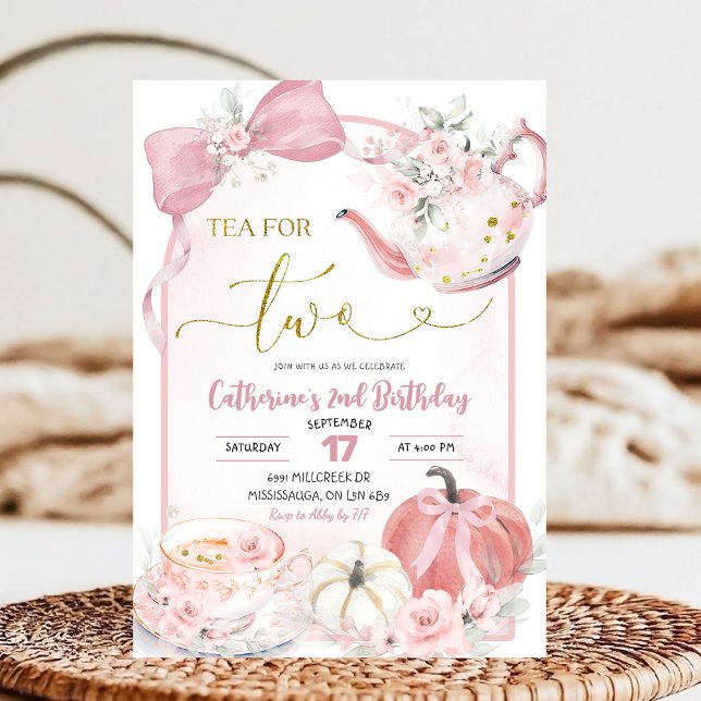 Invitation Thé de citrouille coquette rose pour deux deuxième (Créateur téléchargé)