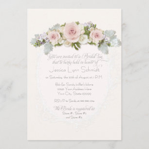 Invitation Thé de Fête des mariées Joli Rose feuille Succulen