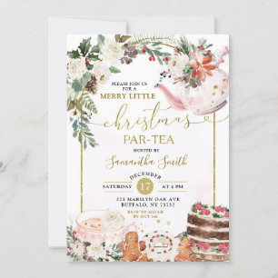 Invitation Thé de la fête florale de Noël Merry Little Christ