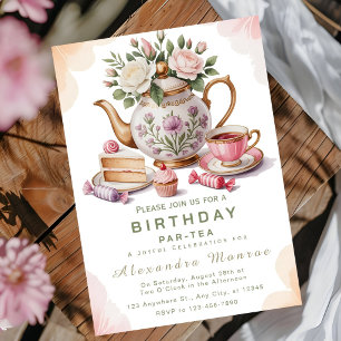 Invitation Thé de l'après-midi aux fleurs sophistiquées