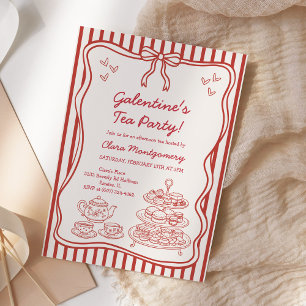 Invitation Thé de l'après-midi de Galentines dessiné à la mai
