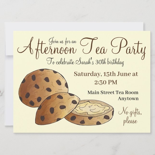 Invitation Thé de l'après-midi Fête de douches Gâteaux britan (Devant)