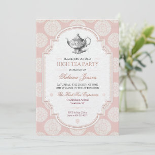 Invitation Thé de l'après-midi victorien rose