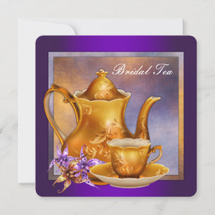 Invitation Thé de mariage violet et or