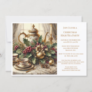 Invitation Thé de Noël élégant et vintage 