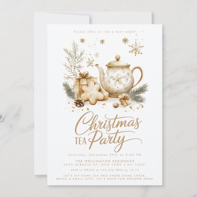 Invitation Thé de Noël minimaliste moderne (Devant)