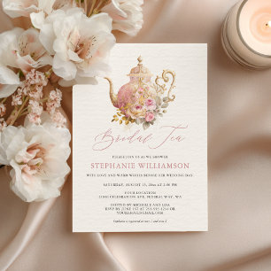 Invitation Thé de Rétrospective Rose Fardée Service à Thé Flo