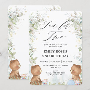 Invitation Thé des ours en peluche mignons pour deux Fête du 