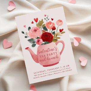 Invitation Thé et brunch de la Galentine pour la Saint-Valent