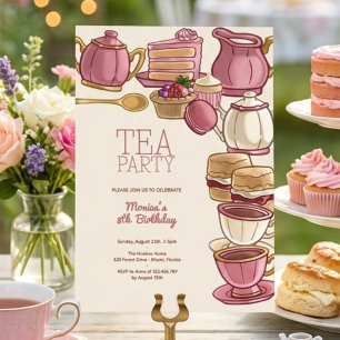 Invitation Thé fête d'anniversaire