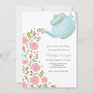 Invitation Thé fête d'anniversaire Douche