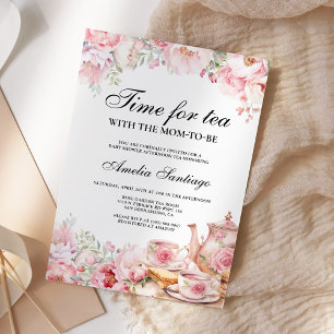 Invitation Thé Floral Rose Avec Maman Pour Être Baby shower