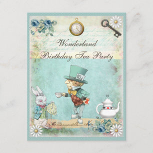 Invitation Thé fou d'anniversaire du pays des merveilles de