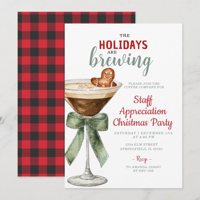 Invitation The Holidays Are Brewing Office Community Invite (Devant / Derrière)