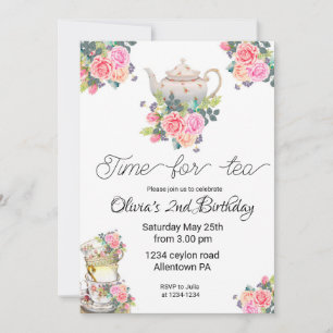Invitation thé, invitation thé anniversaire