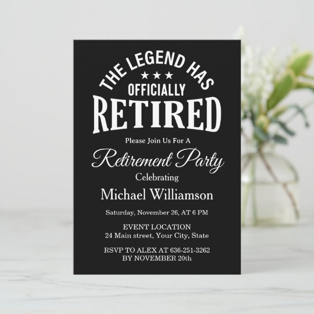 Invitation The Legend has officially retired Retirement party (Debout devant)