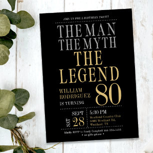 Invitation The Man The Myth The Legend 80th Birthday Party