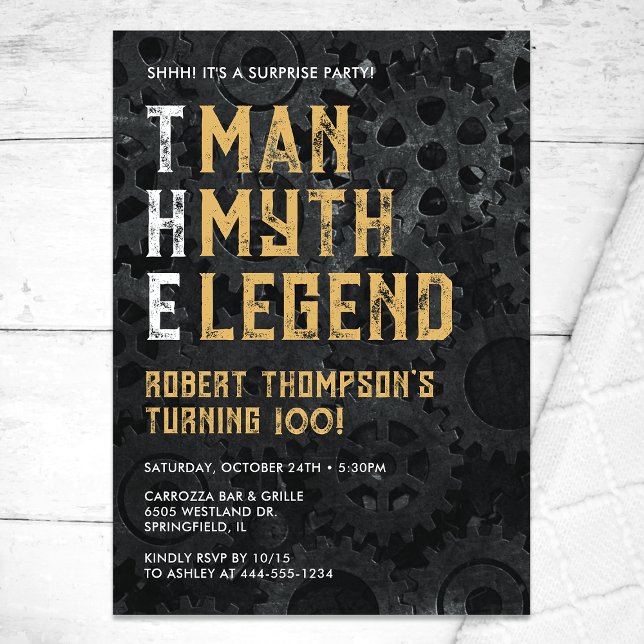 Invitation The Man The Myth The Legend Surprise 10th Birthday (Créateur téléchargé)