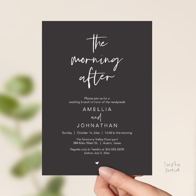 Invitation The morning after, Modern Post Wedding Brunch (The morning after, Modern Post Wedding Brunch celebration  Invitation card in charcoal grey)