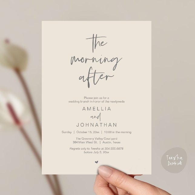 Invitation The morning after, Modern Post Wedding Brunch (The morning after, Modern Post Wedding Brunch celebration  Invitation card in cream grey)