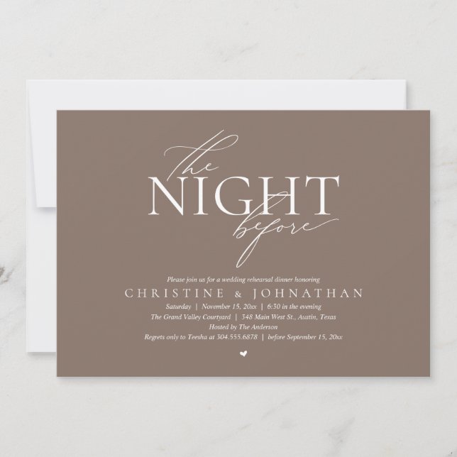 Invitation The Night Before, Modern Wedding Rehearsal Dinner  (Devant)