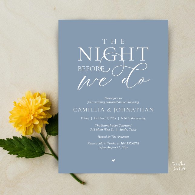 Invitation “The Night Before We Do” Modern Rehearsal Dinner (“The Night Before We Do” Modern Classy Rehearsal Dinner Reception Invitation Card Cream Grey)