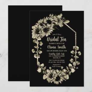 Invitation Thé nuptial floral de tournesol noir