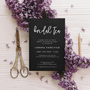 Invitation Thé nuptial moderne contemporain noir