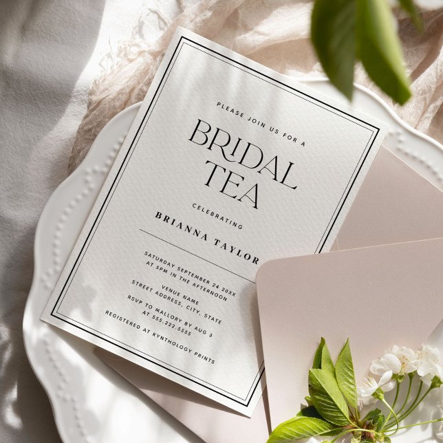 Invitation Thé nuptial noir et blanc moderne (Créateur téléchargé)