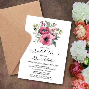 Invitation Thé nuptial rose floral