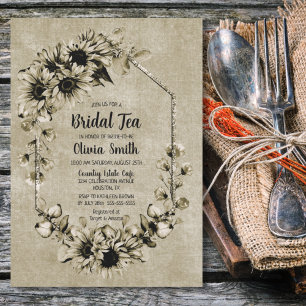 Invitation Thé nuptial rustique tournesol