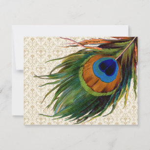 Invitation Thé nuptial vintage Peacock Feathers