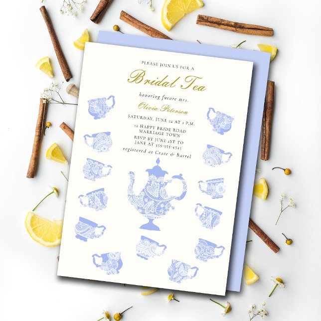 Invitation Thé nuptiale Chinoiserie Lavande Lavande Lilac Dou (Créateur téléchargé)