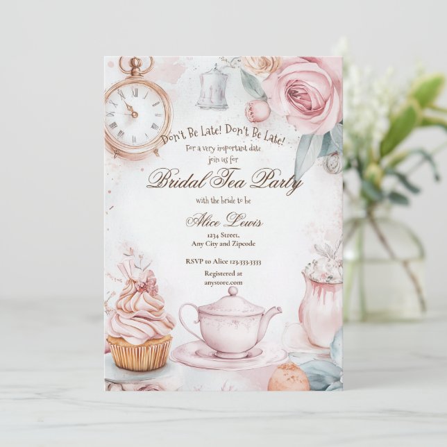 Invitation Thé nuptiale invitation, Alice nuptiale thé (Debout devant)