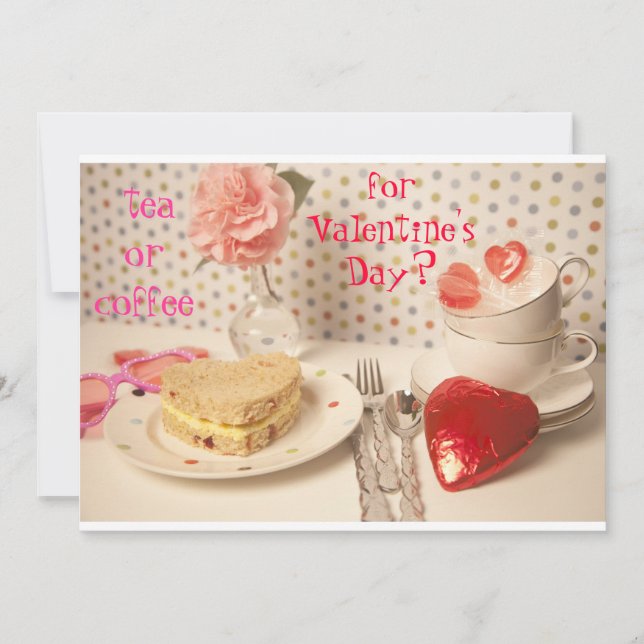 Invitation thé ou café pour la Saint-Valentin (Devant)
