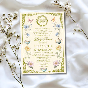 Invitation Thé Party Baby Shower Régence Un Bébé Est En Route