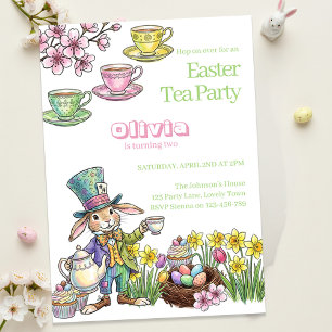 Invitation Thé Party du Lapin de Pâques Anniversaire Enfants