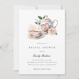 Invitation Thé Party Élégant Shower de Mariée