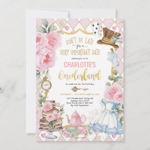Invitation Thé Party Onederland Rose 1er Anniversaire
