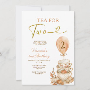 Invitation Thé pour deux 2e anniversaire citrouille automne f