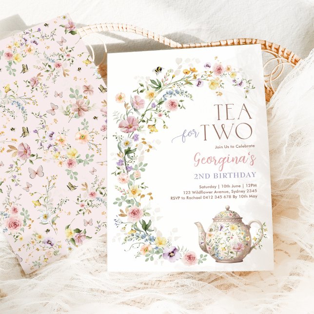 Invitation Thé pour deux fête d'anniversaire de printemps aux (Créateur téléchargé)