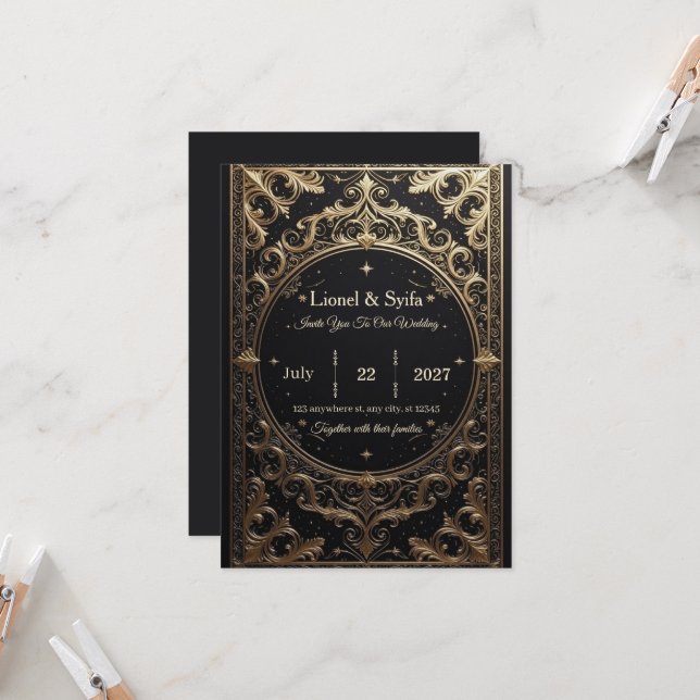 Invitation The Royal Choice: "Royal Baroque Wedding Invitatio (Devant/Arrière en situation)