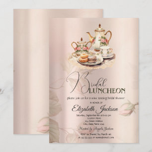 Invitation Thé Set Chic Rose Vintage déjeuner nuptial