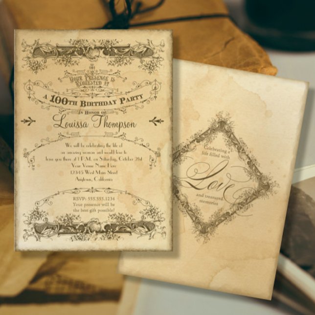 Invitation Thé Tacheté de la Célébration du 100e Anniversaire (Créateur téléchargé)