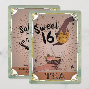 Invitation Thé Tarot vintage Bouilloire Douce 16 Fête En