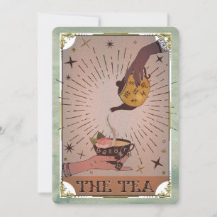 Invitation Thé Tarot vintage Bouilloire Halloween Party in