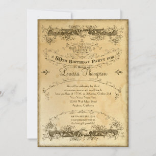 Invitation Thé Vintage 80e anniversaire fête
